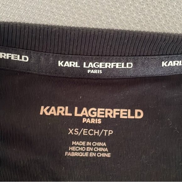 Karl Lagerfeld Black Sweatshirt Studded Cat Face Design Size XS - Picture 3 of 8